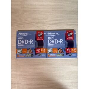 2 Memorex Mini DVD-R 4X 2.8 GB 60 Minute Double Sided Double Capacity New Sealed